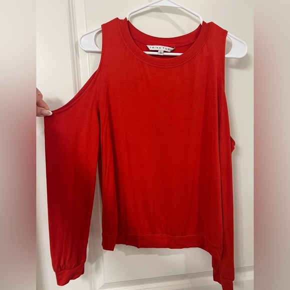 Trina Turk Women's Long Sleeve RoundNeck Blouse Red Sz Small (0221) - Picture 6 of 8